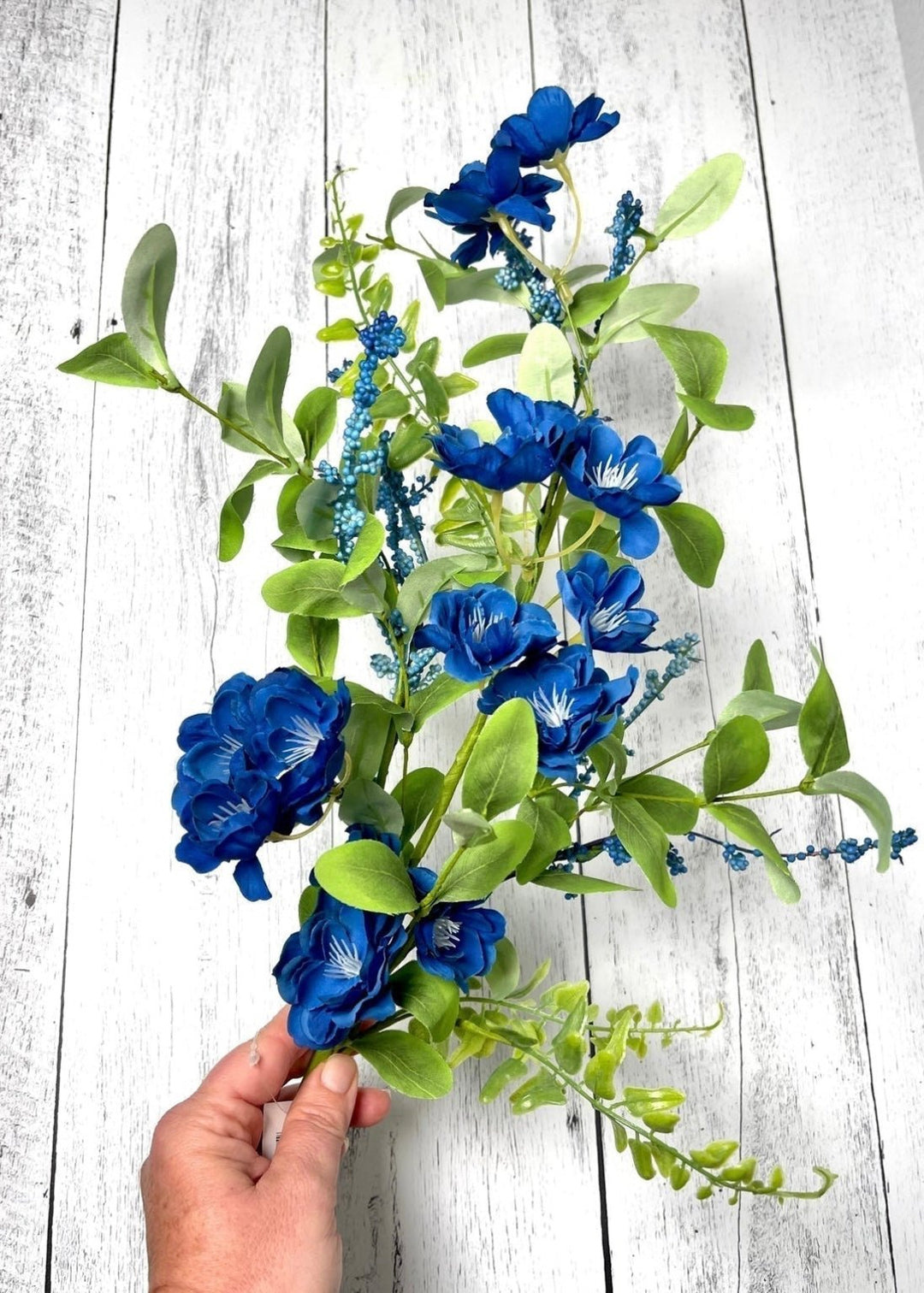 Blue flower blossom spray - Greenery MarketArtificial FloraGM4333BL