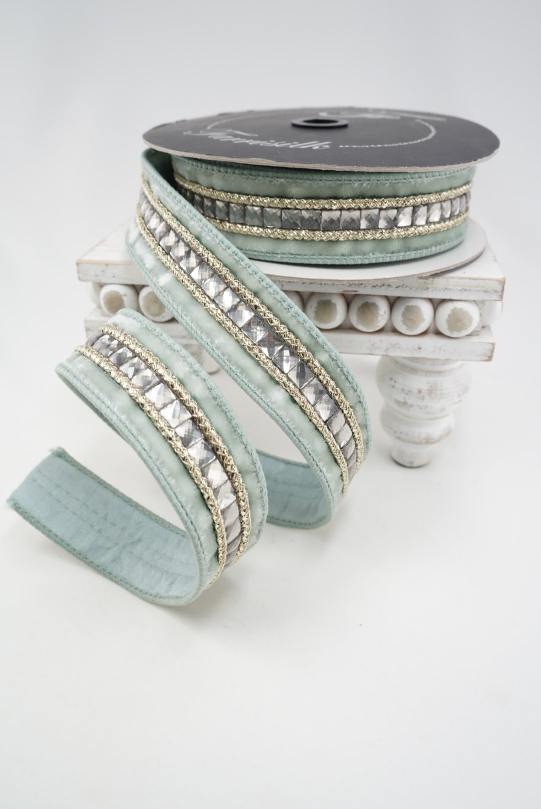 Blue Gemstones Light Farrisilk Wired Ribbon - 1.5" - Greenery MarketRG250-16