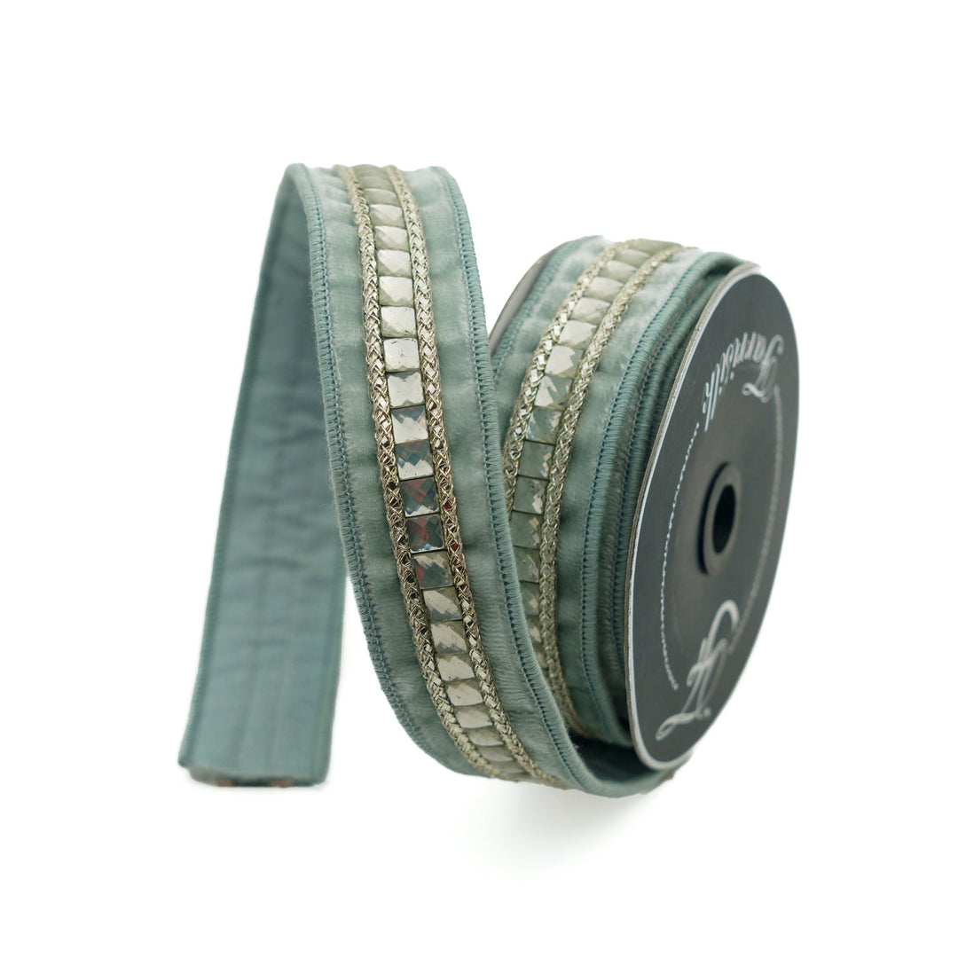 Blue Gemstones Light Farrisilk Wired Ribbon - 1.5" - Greenery MarketRG250-16