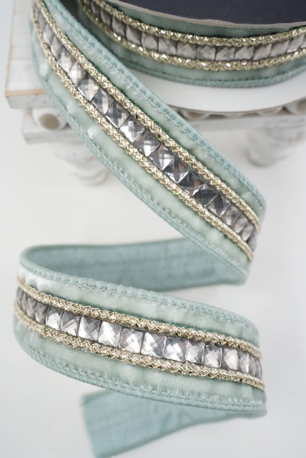 Blue Gemstones Light Farrisilk Wired Ribbon - 1.5" - Greenery MarketRG250-16