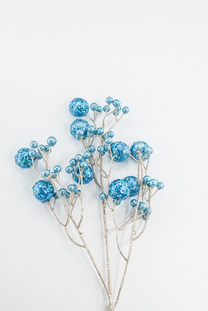Blue Glitter Ball Spray - 23" - Greenery MarketXG1087B