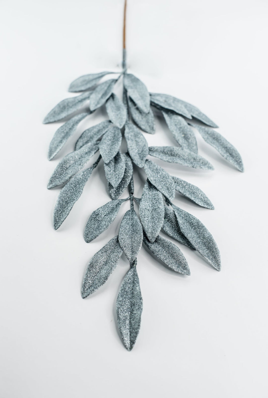 Blue Glitter Laurel Leaves Spray - Greenery Market86483BL