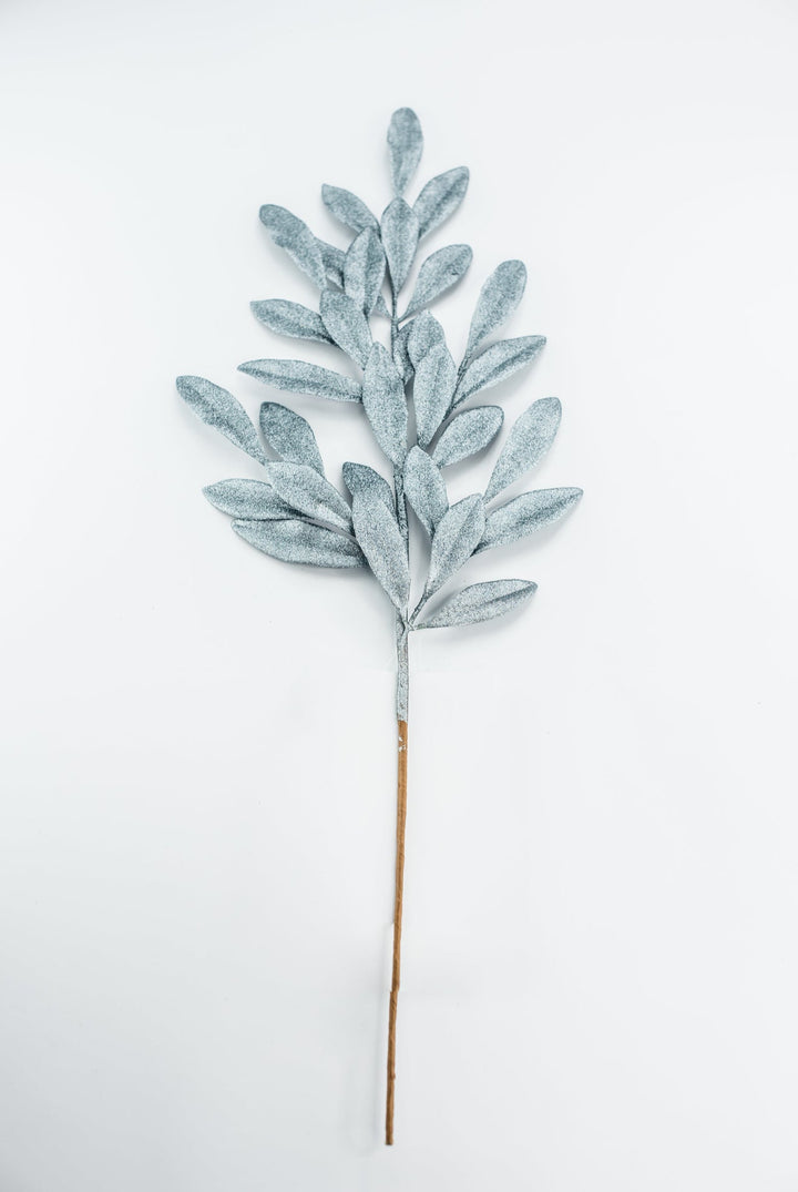 Blue Glitter Laurel Leaves Spray - Greenery Market86483BL