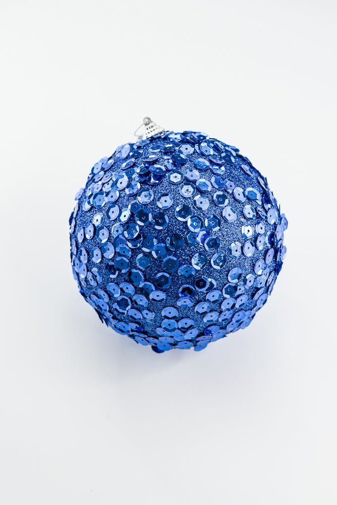Blue Glitter Sequin Ball Ornament - 6" - Greenery MarketArtificial Flora40483-BL