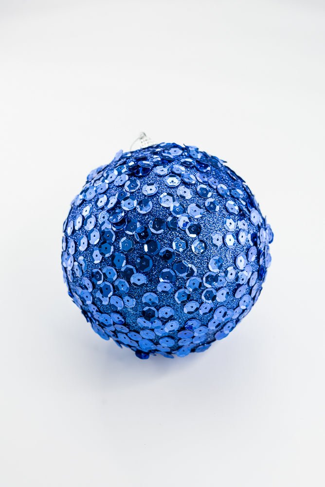 Blue Glitter Sequin Ball Ornament - 6" - Greenery MarketArtificial Flora40483-BL