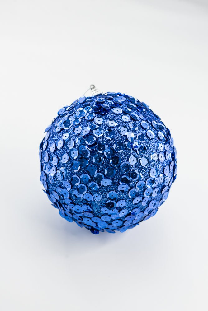 Blue Glitter Sequin Ball Ornament - 6" - Greenery MarketArtificial Flora40483-BL