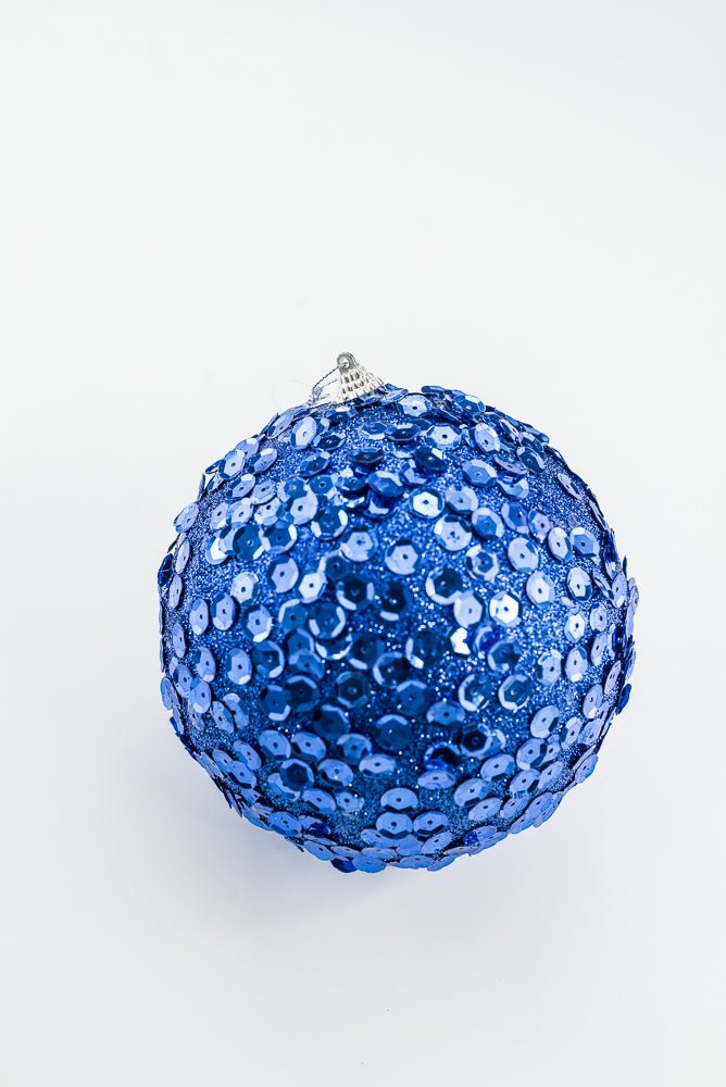 Blue Glitter Sequin Ball Ornament - 6" - Greenery MarketArtificial Flora40483-BL