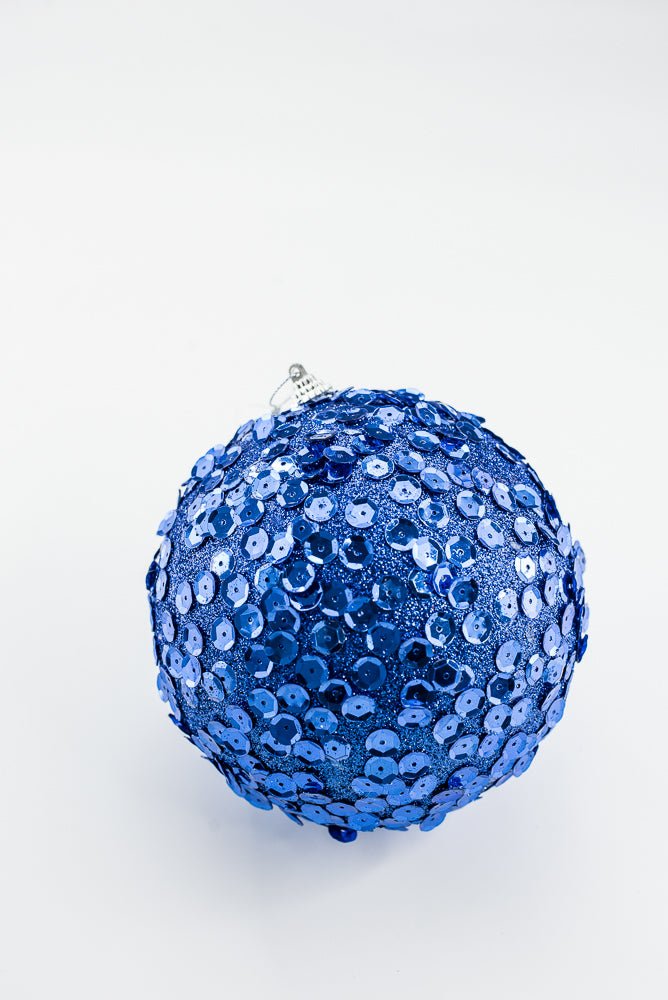 Blue Glitter Sequin Ball Ornament - 6" - Greenery MarketArtificial Flora40483-BL