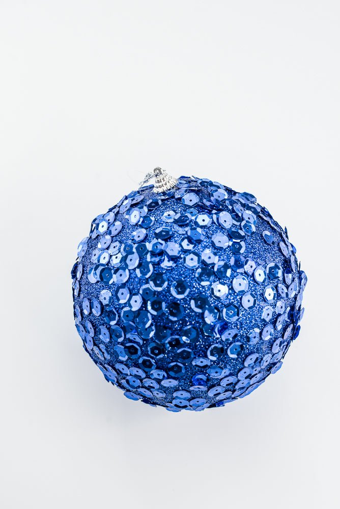 Blue Glitter Sequin Ball Ornament - 6" - Greenery MarketArtificial Flora40483-BL