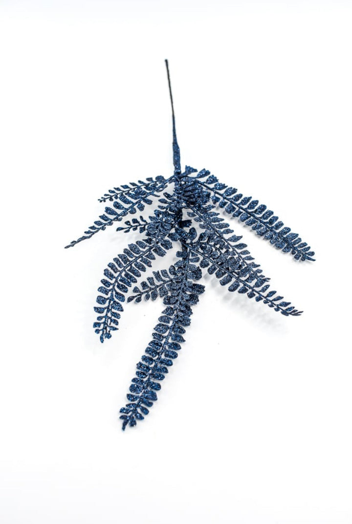 Blue glittered fern spray - Greenery MarketXS236319