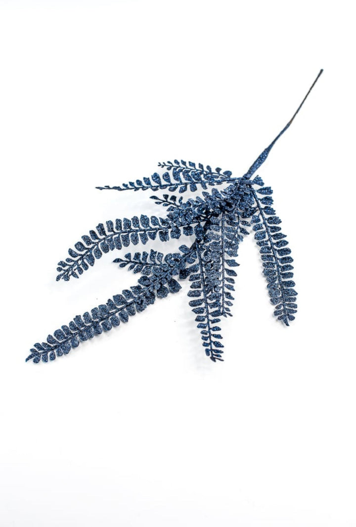 Blue glittered fern spray - Greenery MarketXS236319