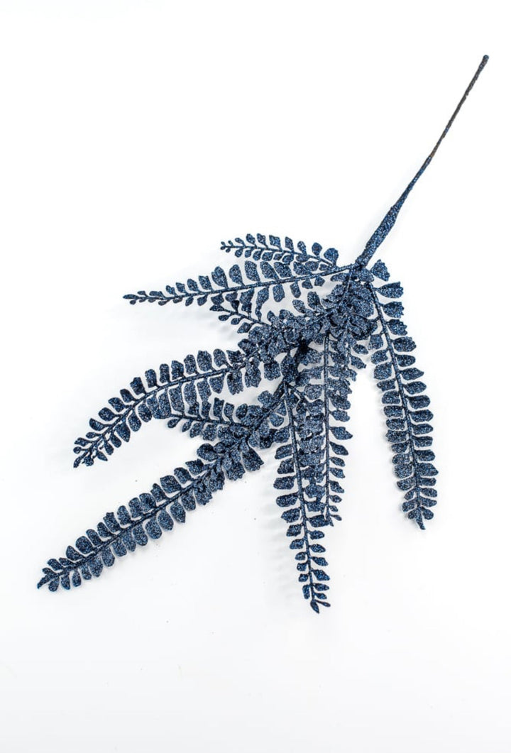 Blue glittered fern spray - Greenery MarketXS236319