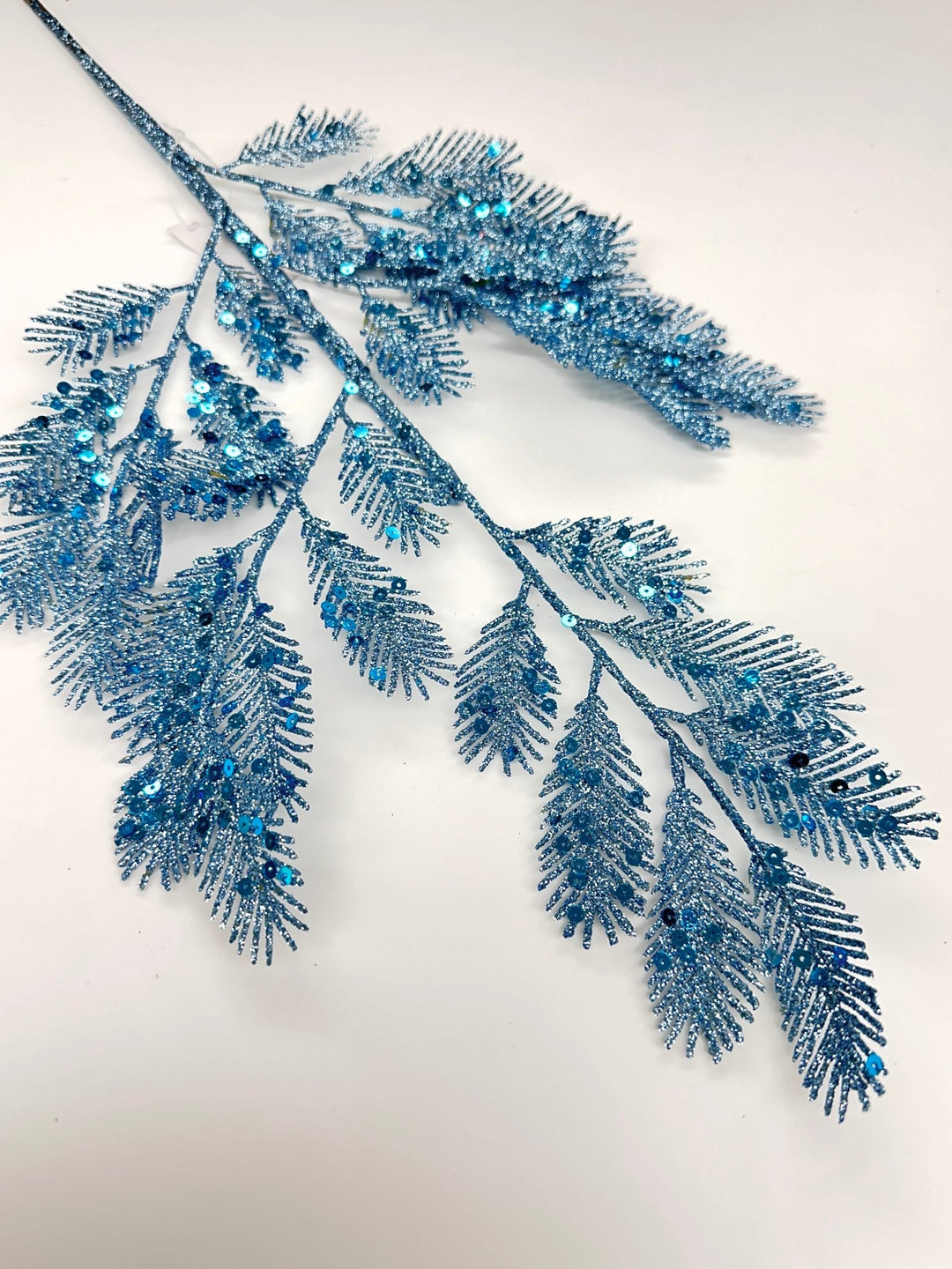 Blue glittered pine spray - Greenery Market60886