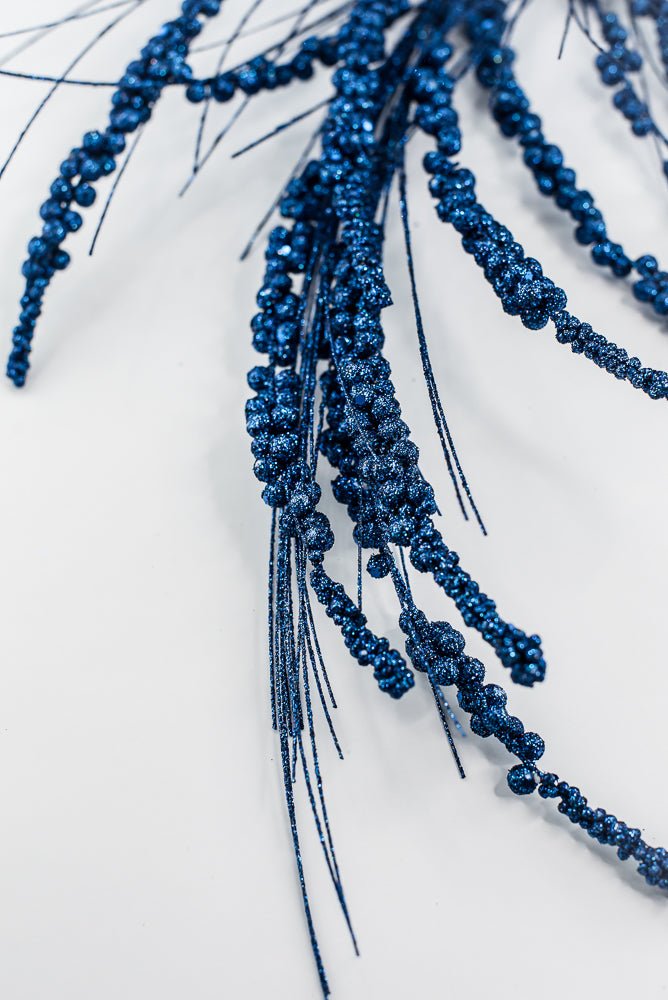 Blue glittery holiday spray - Greenery MarketArtificial Flora84633dkbl