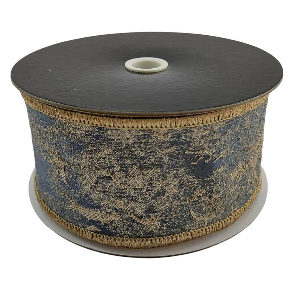 Blue & Gold Doupion Ribbon - 2.5" - Greenery MarketRibbon257864