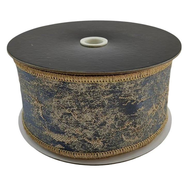 Blue & Gold Doupion Ribbon - 2.5" - Greenery MarketRibbon257864