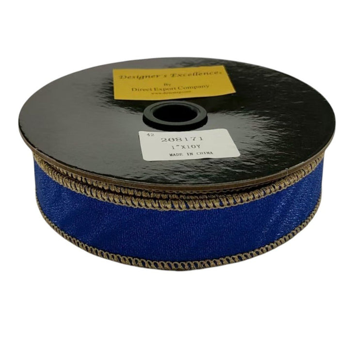 Blue & Gold Metallic Ribbon - 1" - Greenery MarketRibbon208171