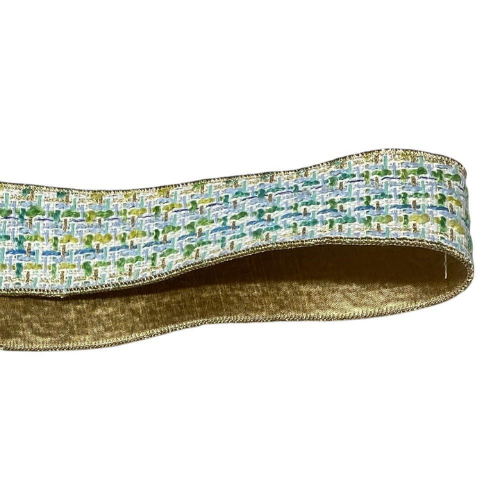 Blue & Green Tweed Ribbon - 2.5" - Greenery MarketRibbon212164