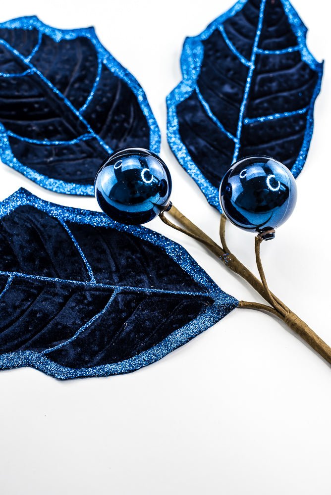 Blue Holly Leaves Spray - Greenery Market86264BL