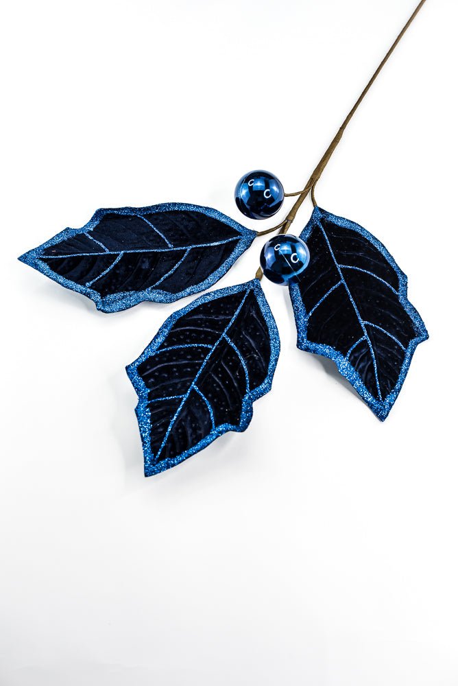 Blue Holly Leaves Spray - Greenery Market86264BL