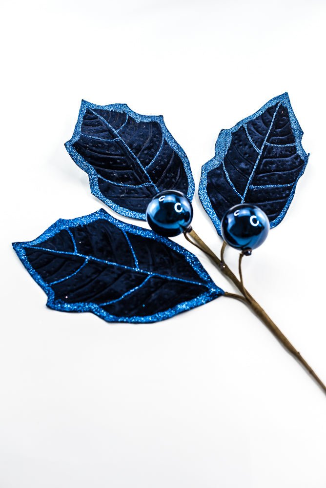 Blue Holly Leaves Spray - Greenery Market86264BL