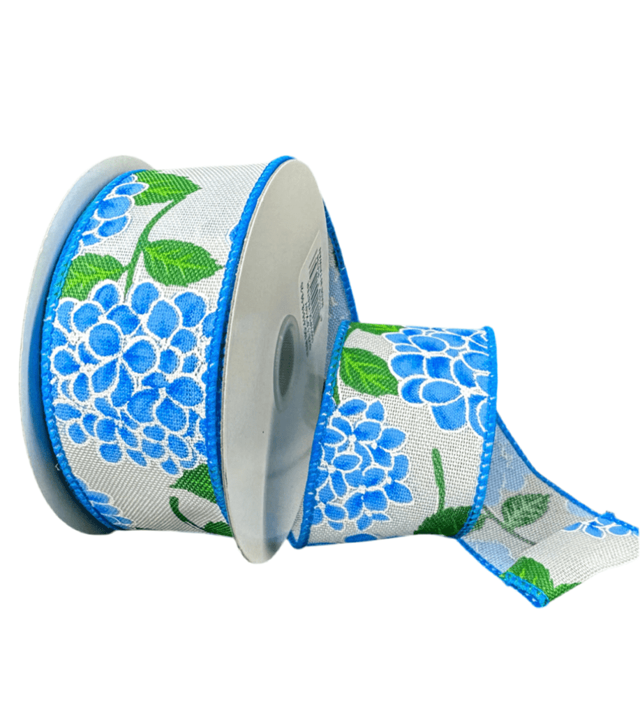 ◇hydrangea＊1/29発売 『Ribbon Atelie』おすそ分け ◇ Blue Hydrangea Wired Ribbon, 1.5” - Greenery Market