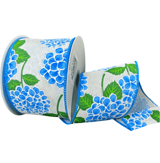 Blue Hydrangea Wired Ribbon, 2.5” - Greenery Market