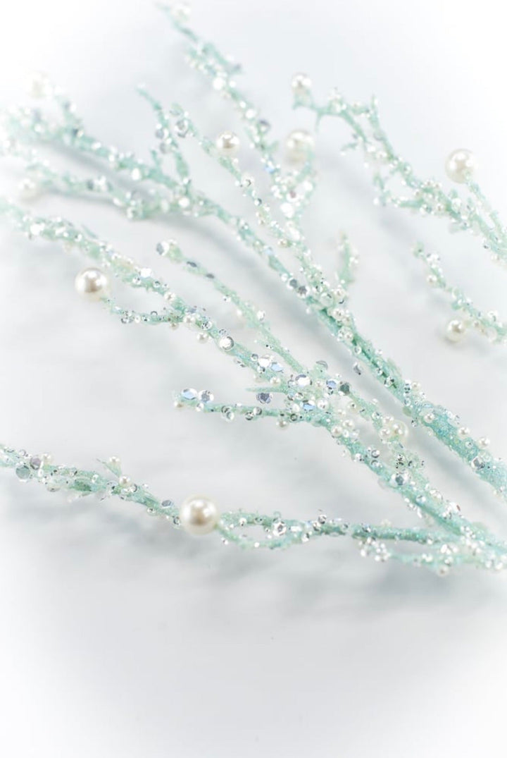 Blue Iced Pearl Twig Spray - Greenery Market40283-BL