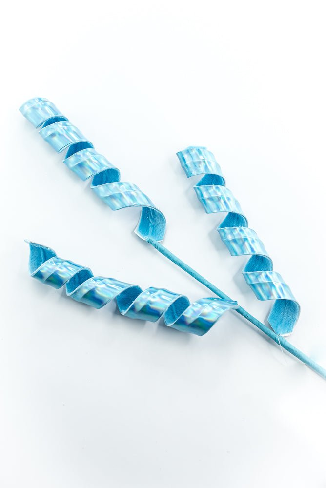 Blue Lustrous Curly Spray - Greenery Market86425BL