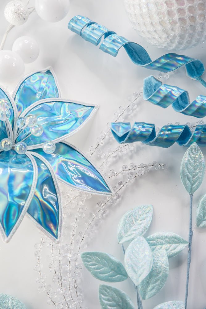 Blue Lustrous Curly Spray - Greenery Market86425BL