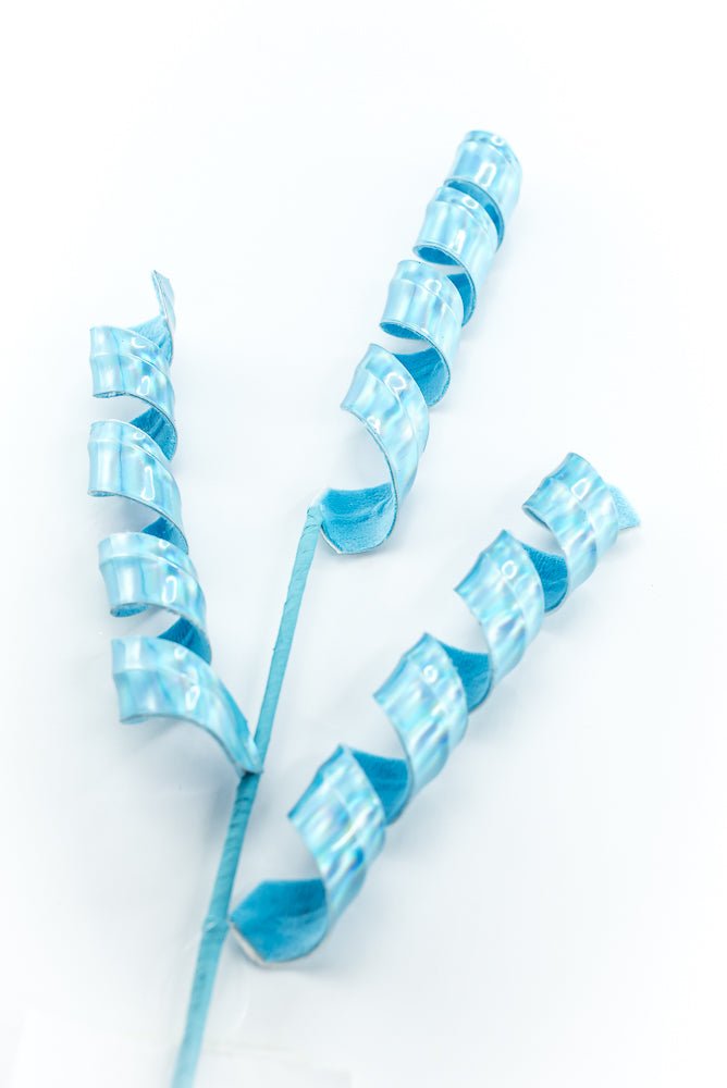 Blue Lustrous Curly Spray - Greenery Market86425BL