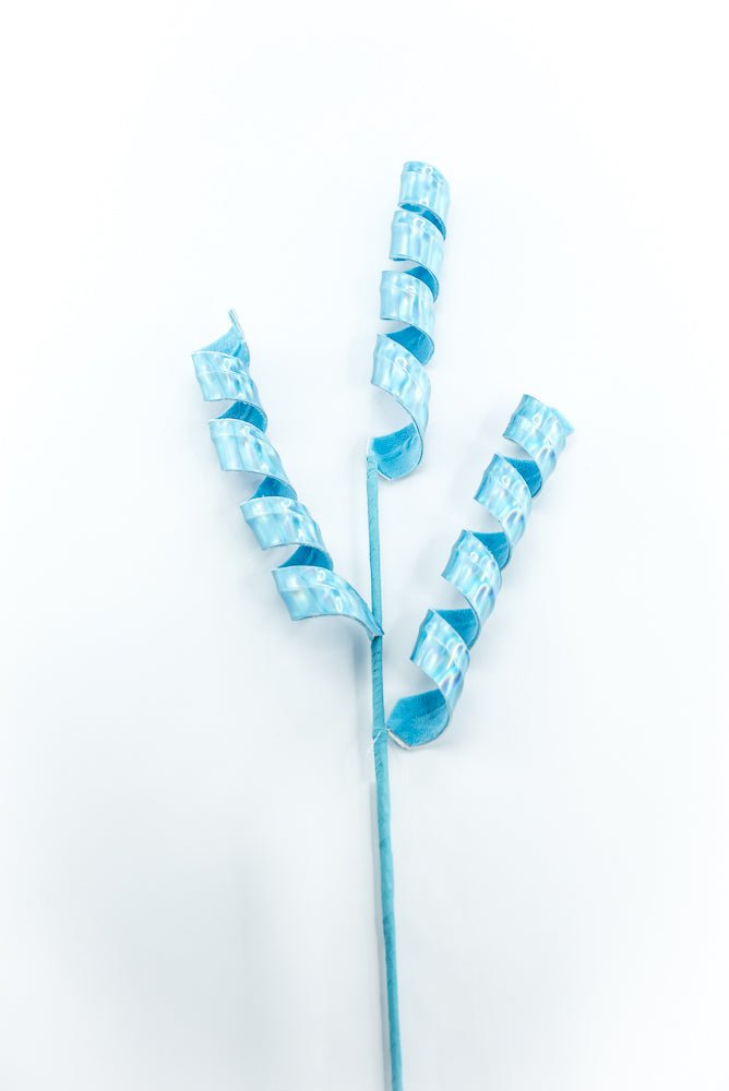 Blue Lustrous Curly Spray - Greenery Market86425BL