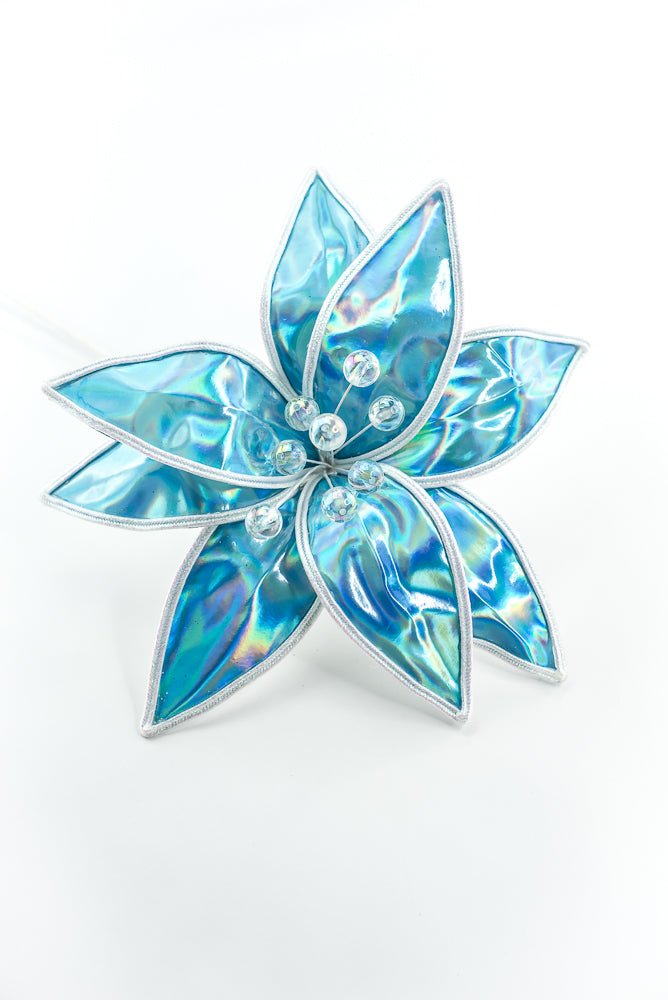 Blue Lustrous Poinsettia Stem - Greenery Market86426BL