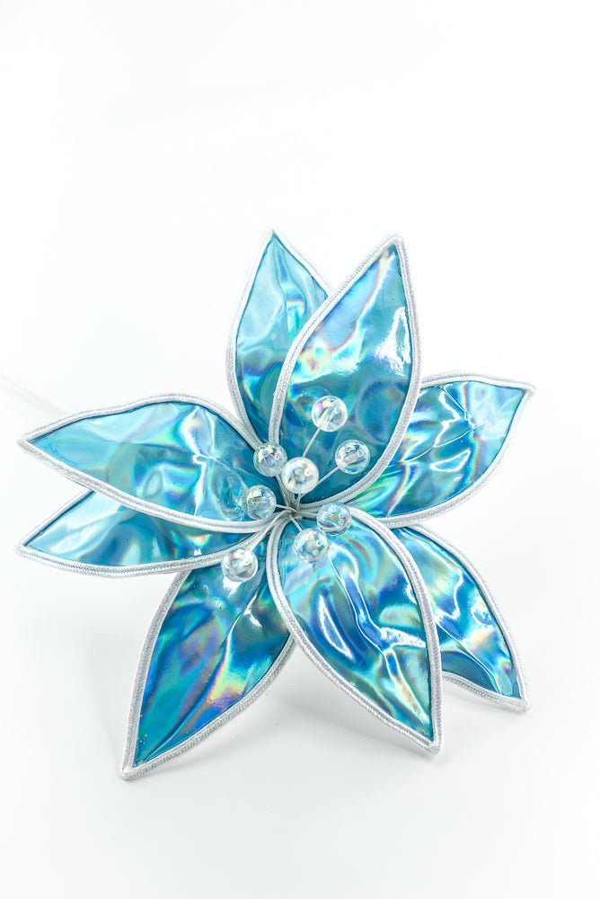 Blue Lustrous Poinsettia Stem - Greenery Market86426BL