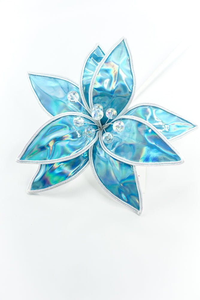 Blue Lustrous Poinsettia Stem - Greenery Market86426BL