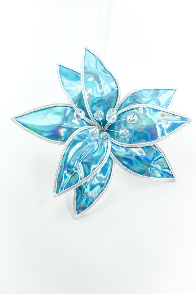 Blue Lustrous Poinsettia Stem - Greenery Market86426BL