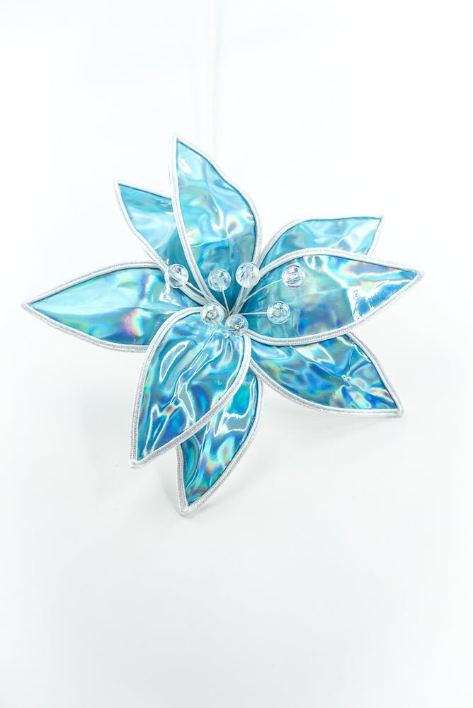 Blue Lustrous Poinsettia Stem - Greenery Market86426BL