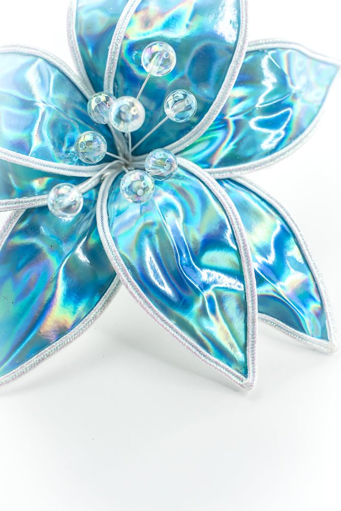 Blue Lustrous Poinsettia Stem - Greenery Market86426BL