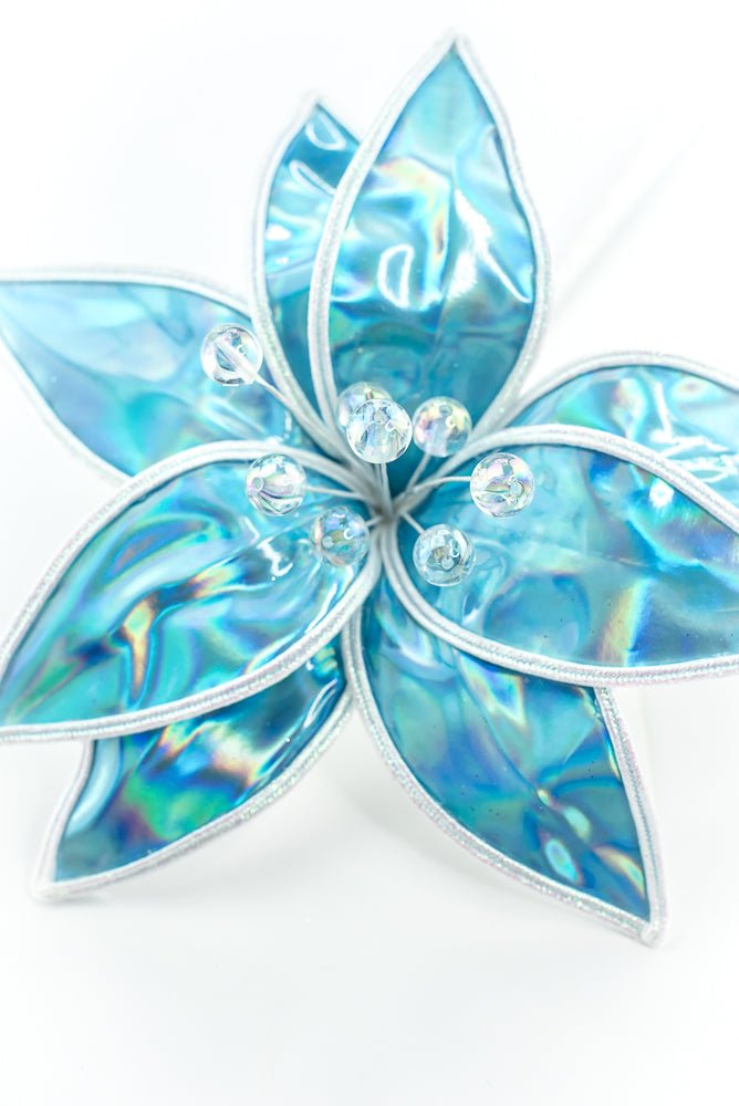 Blue Lustrous Poinsettia Stem - Greenery Market86426BL