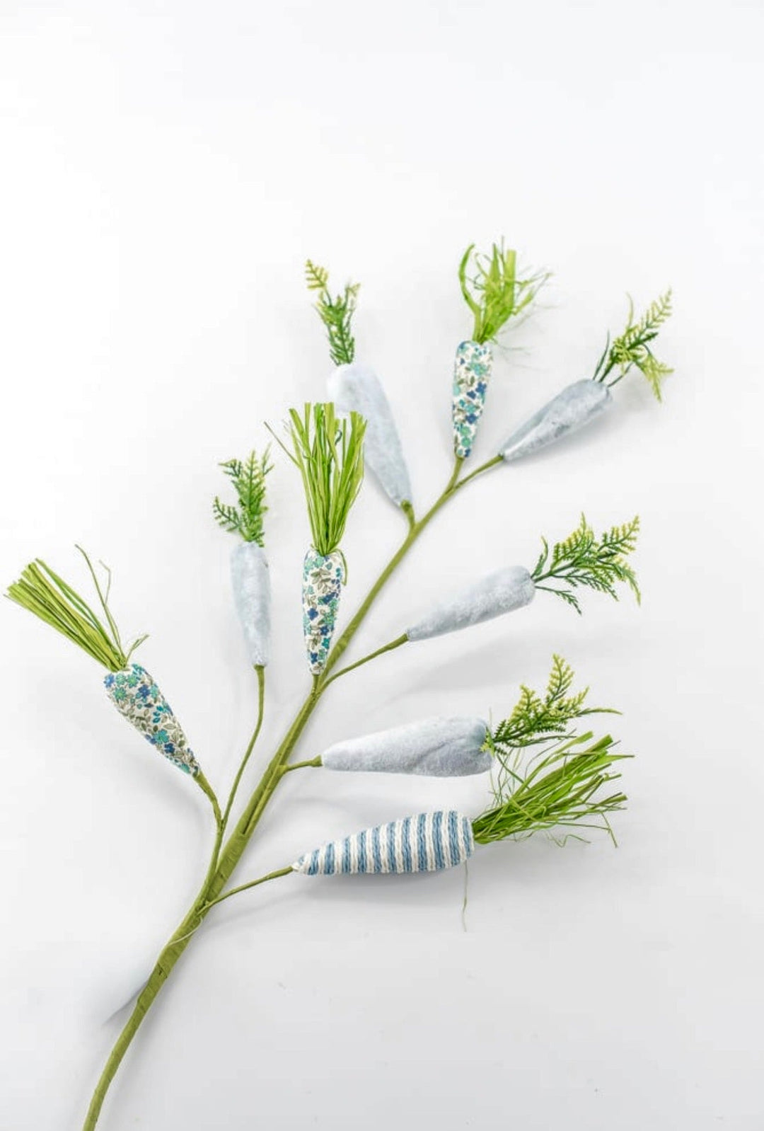 Blue Mixed Fabric Carrots Spray - 27" - Greenery Market65448-BL
