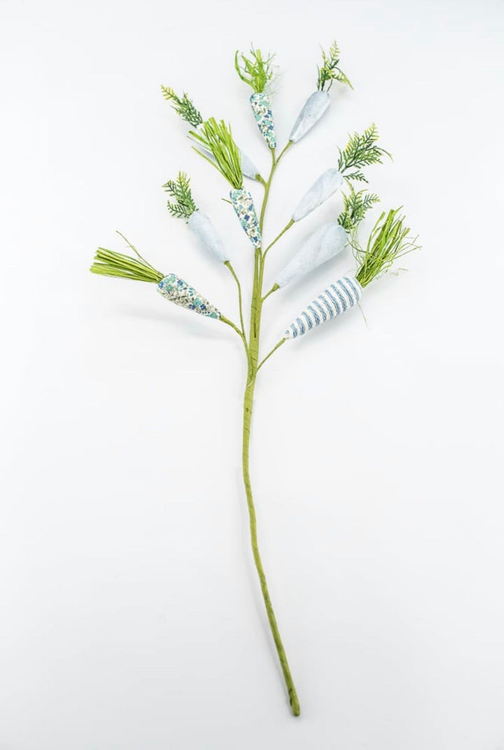 Blue Mixed Fabric Carrots Spray - 27" - Greenery Market65448-BL