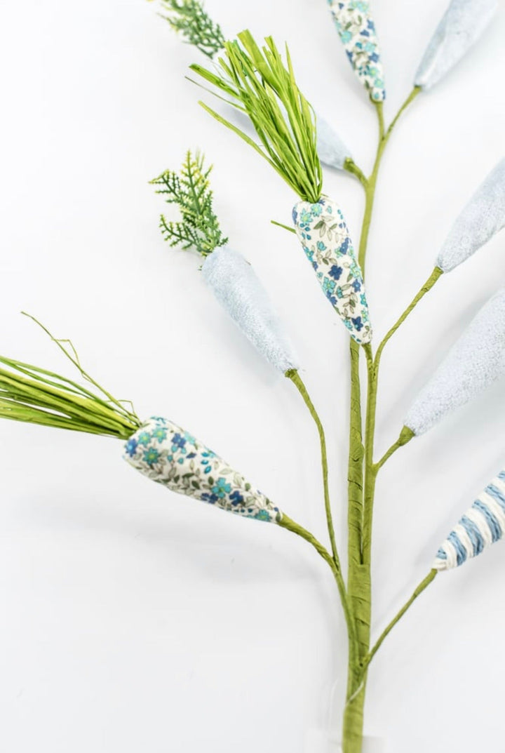 Blue Mixed Fabric Carrots Spray - 27" - Greenery Market65448-BL