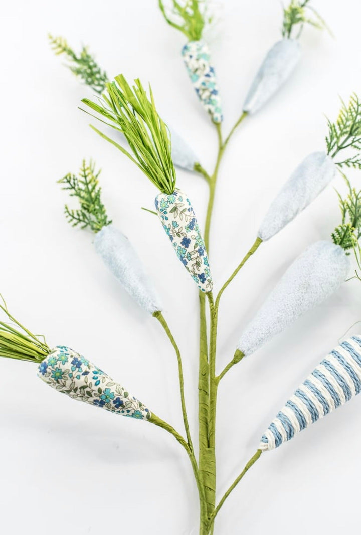 Blue Mixed Fabric Carrots Spray - 27" - Greenery Market65448-BL