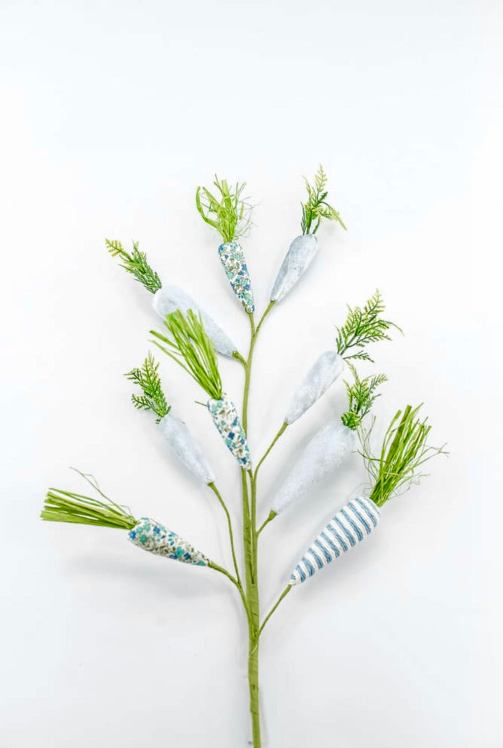 Blue Mixed Fabric Carrots Spray - 27" - Greenery Market65448-BL