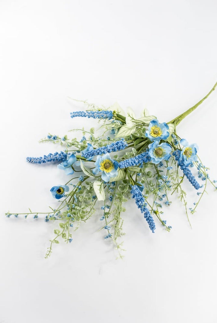 Blue Mixed Meadow Flowers Spray - 30.5" - Greenery Market40435-BL