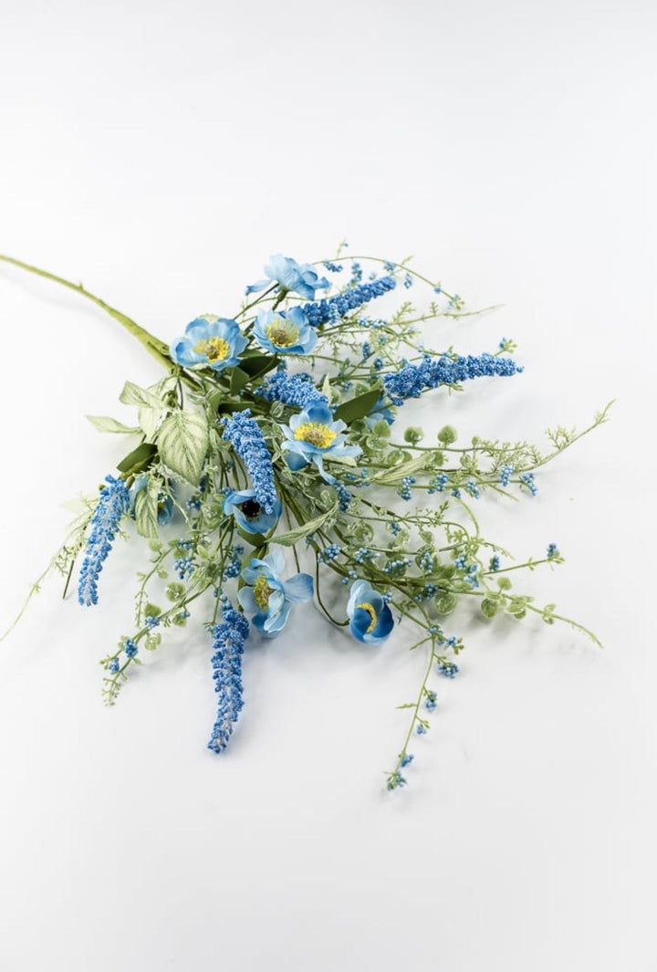 Blue Mixed Meadow Flowers Spray - 30.5" - Greenery Market40435-BL
