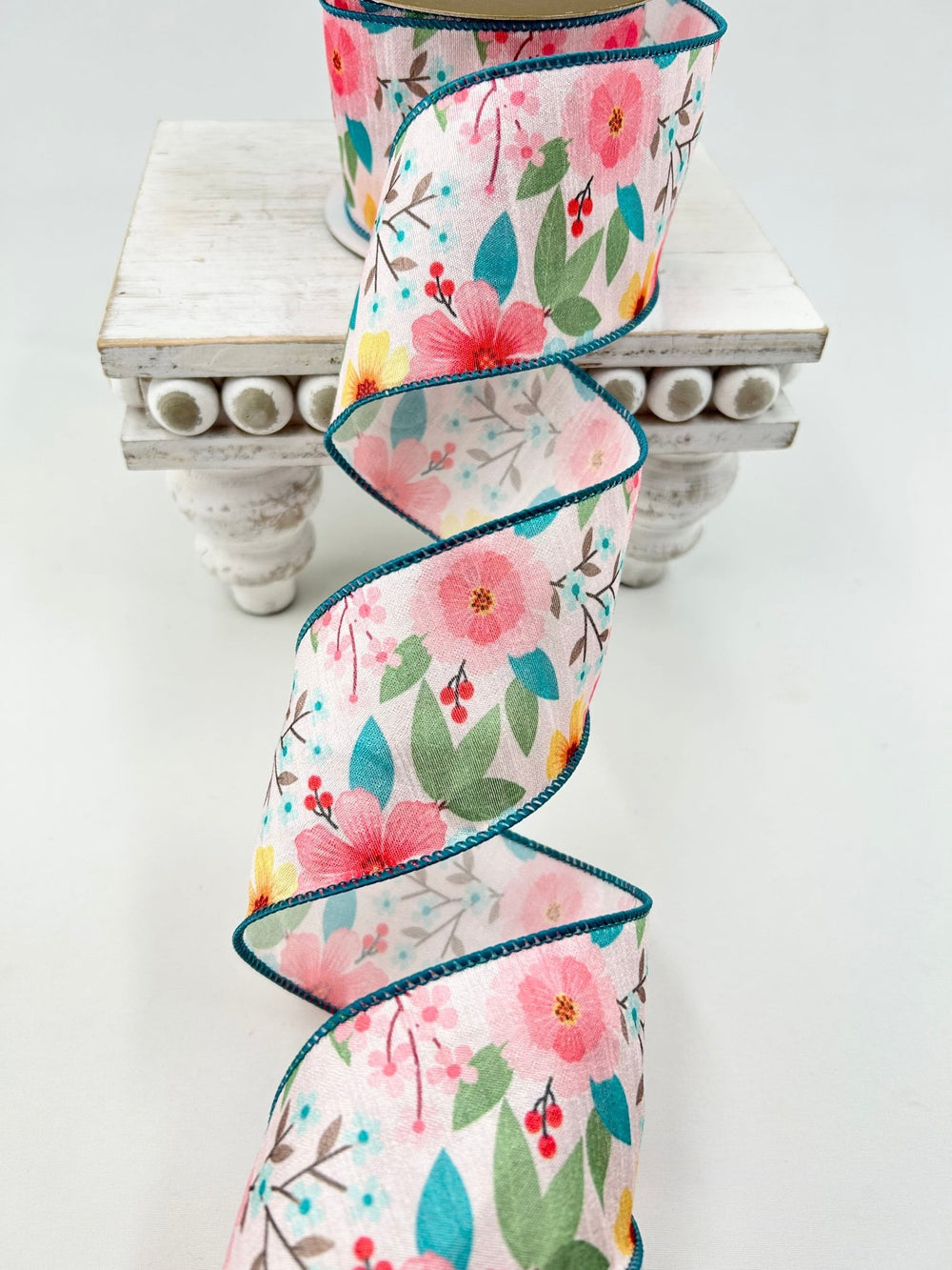 Blue Multicolored Floral Ribbon - Greenery Market222765