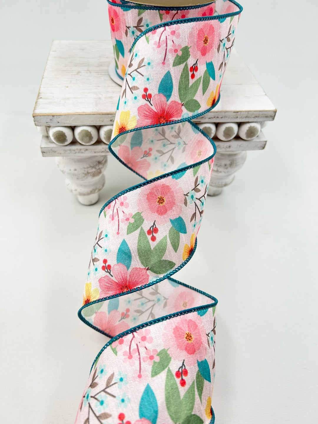 Blue Multicolored Floral Ribbon - Greenery Market222765