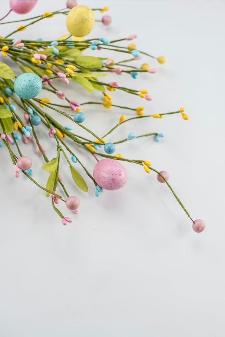 Blue, Pink, & Yellow Easter Eggs Berry Bush - 19" - Greenery Market65652-BLPKYEL