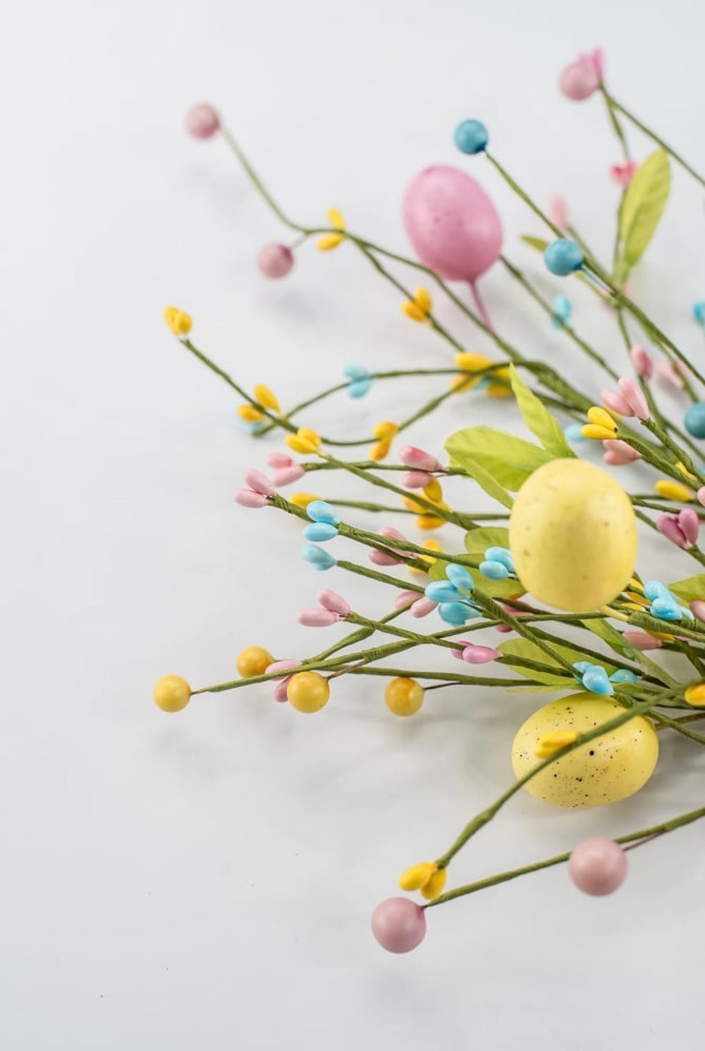 Blue, Pink, & Yellow Easter Eggs Berry Bush - 19" - Greenery Market65652-BLPKYEL